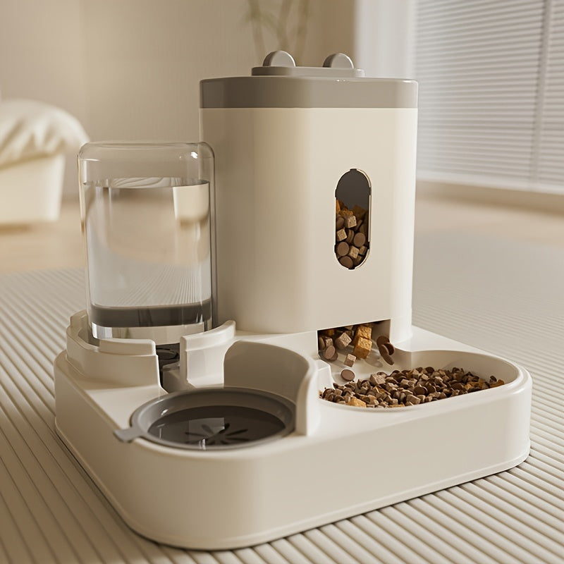 Automatic Cat Feeder and Water Dispenser for Cats and Dogs - Easy-to-Clean Plastic Material, No Battery Required, Uncharged, Space-Saving Design