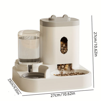 Automatic Cat Feeder and Water Dispenser for Cats and Dogs - Easy-to-Clean Plastic Material, No Battery Required, Uncharged, Space-Saving Design