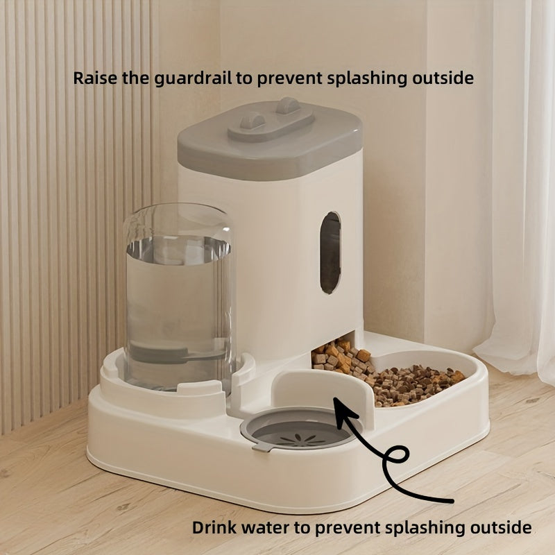 Automatic Cat Feeder and Water Dispenser for Cats and Dogs - Easy-to-Clean Plastic Material, No Battery Required, Uncharged, Space-Saving Design