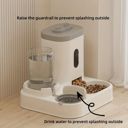 Automatic Cat Feeder and Water Dispenser for Cats and Dogs - Easy-to-Clean Plastic Material, No Battery Required, Uncharged, Space-Saving Design