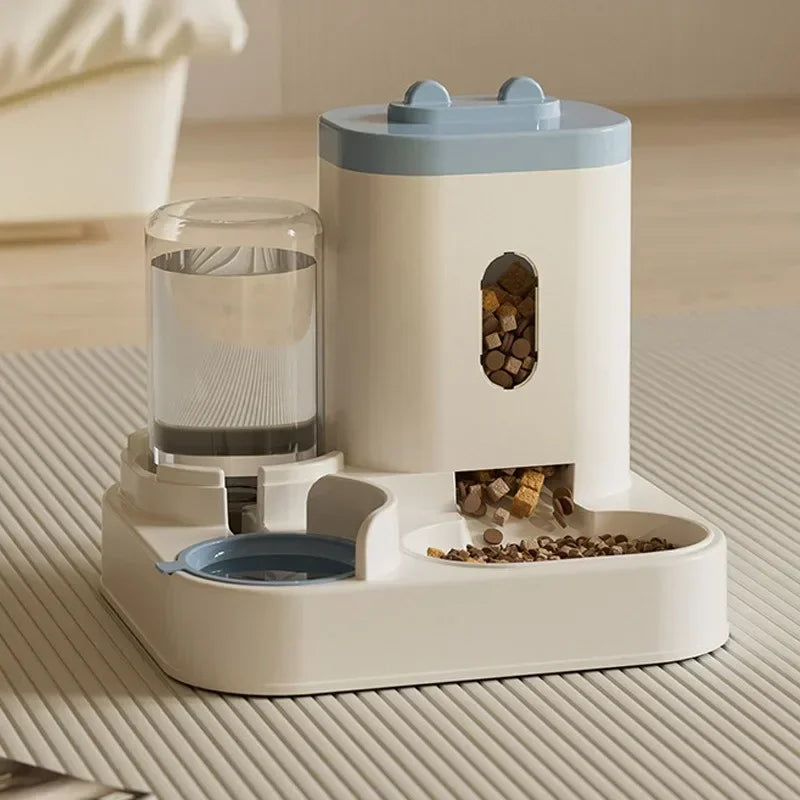 Automatic Cat Feeder and Water Dispenser for Cats and Dogs - Easy-to-Clean Plastic Material, No Battery Required, Uncharged, Space-Saving Design