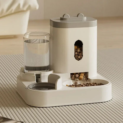 Automatic Cat Feeder and Water Dispenser for Cats and Dogs - Easy-to-Clean Plastic Material, No Battery Required, Uncharged, Space-Saving Design