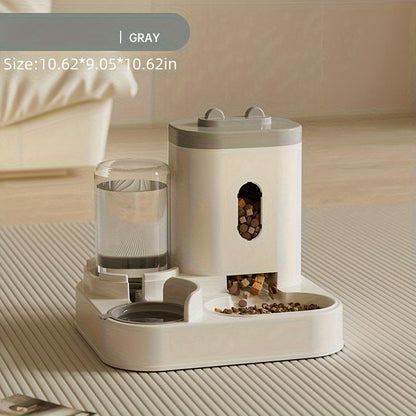 Automatic Cat Feeder and Water Dispenser for Cats and Dogs - Easy-to-Clean Plastic Material, No Battery Required, Uncharged, Space-Saving Design