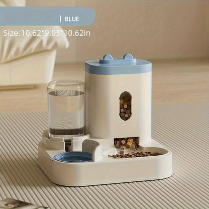 Automatic Cat Feeder and Water Dispenser for Cats and Dogs - Easy-to-Clean Plastic Material, No Battery Required, Uncharged, Space-Saving Design