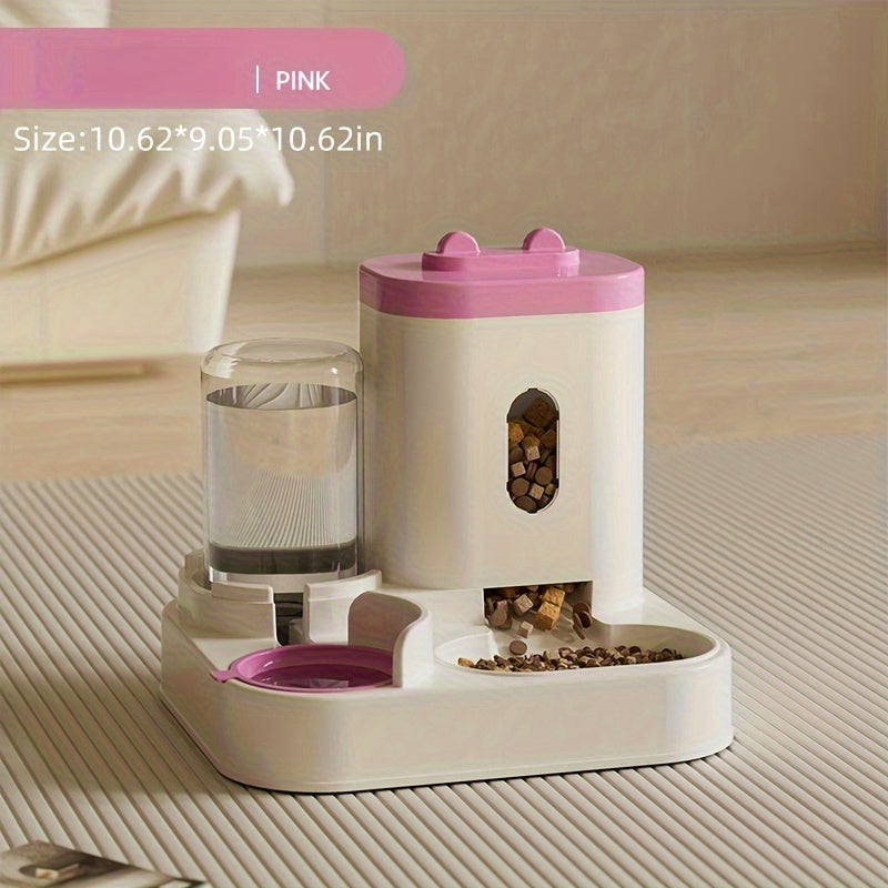 Automatic Cat Feeder and Water Dispenser for Cats and Dogs - Easy-to-Clean Plastic Material, No Battery Required, Uncharged, Space-Saving Design